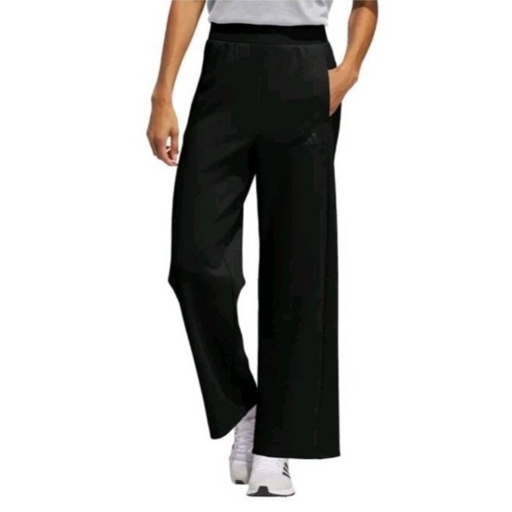 NWT Adidas Pants Womens Black W Wide Leg Pant Track Gym Athletic JY9046 Sz XS